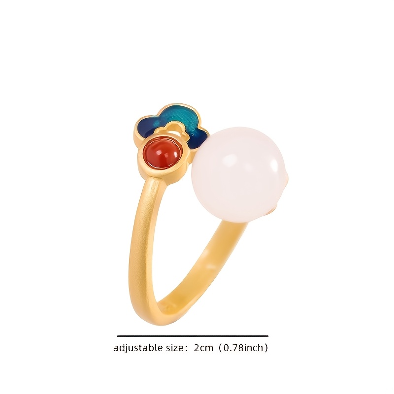 Chinese Style Enamel Open Ring, Elegant Charm